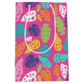 Heldere kleurrijke tropische zomerbladeren patroon medium cadeauzakje (Voorkant)