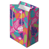 Heldere kleurrijke tropische zomerbladeren patroon medium cadeauzakje (Achterkant Gekanteld)