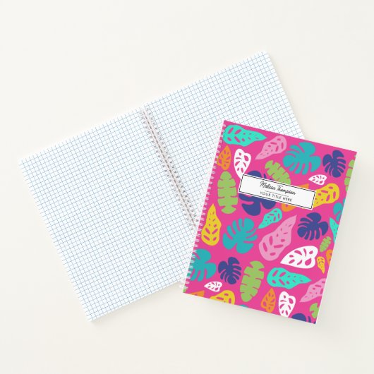 Heldere kleurrijke tropische zomerbladeren patroon notitieboek (Binnen)