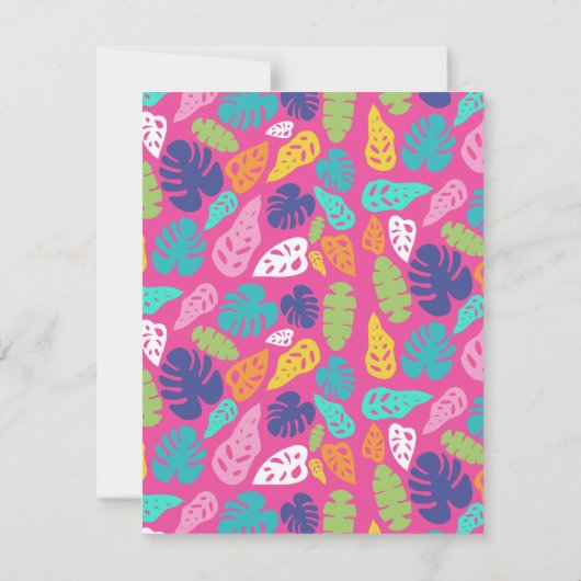 Heldere kleurrijke tropische zomerbladeren patroon notitiekaartje (Achterkant)