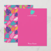 Heldere kleurrijke tropische zomerbladeren patroon notitiekaartje (Voorkant / Achterkant)
