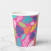 Heldere kleurrijke tropische zomerbladeren patroon papieren bekers (Achterkant)