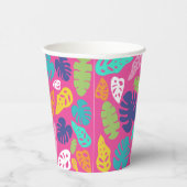 Heldere kleurrijke tropische zomerbladeren patroon papieren bekers (Rechts)