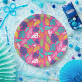 Heldere kleurrijke tropische zomerbladeren patroon papieren bordje (Feest)