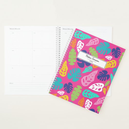 Heldere kleurrijke tropische zomerbladeren patroon planner (Display)