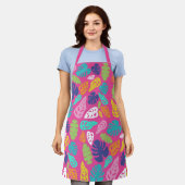 Heldere kleurrijke tropische zomerbladeren patroon schort (Gedragen)