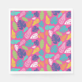 Heldere kleurrijke tropische zomerbladeren patroon servet
