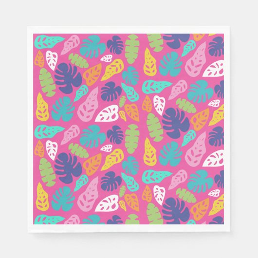 Heldere kleurrijke tropische zomerbladeren patroon servet (Voorkant)