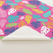 Heldere kleurrijke tropische zomerbladeren patroon sherpa deken (3/4)