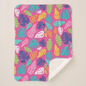 Heldere kleurrijke tropische zomerbladeren patroon sherpa deken (Voorkant)