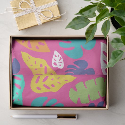 Heldere kleurrijke tropische zomerbladeren patroon tissuepapier (Geschenk)