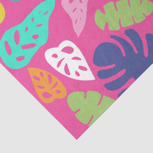 Heldere kleurrijke tropische zomerbladeren patroon tissuepapier (Detail)