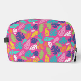 Heldere kleurrijke tropische zomerbladeren patroon toilettasje