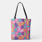 Heldere kleurrijke tropische zomerbladeren patroon tote bag (Achterkant)