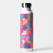 Heldere kleurrijke tropische zomerbladeren patroon waterfles (Links)