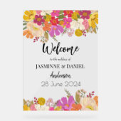 Heldere & kleurrijke tuin Bloemen bruiloft Welkom Acryl Bord (Voorkant)