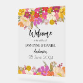 Heldere & kleurrijke tuin Bloemen bruiloft Welkom Acryl Bord (Hoek)