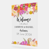 Heldere & kleurrijke tuin Bloemen bruiloft Welkom Acryl Bord (Hoek)