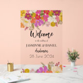 Heldere & kleurrijke tuin Bloemen bruiloft Welkom Acryl Bord (Huwelijk)