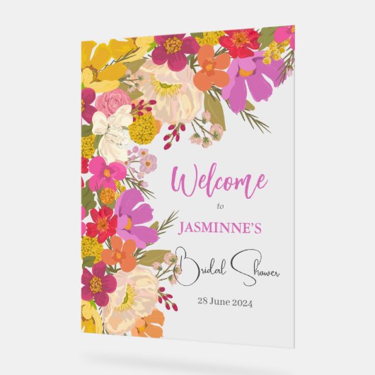 Heldere & kleurrijke tuin Bloemen Vrijgezellenfees Acryl Bord (Hoek)