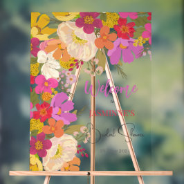 Heldere & kleurrijke tuin Bloemen Vrijgezellenfees Acryl Bord
