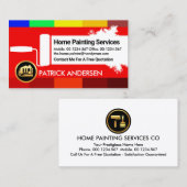 Heldere kleurrijke verfkleuren schilder visitekaartje (Voorkant / Achterkant)