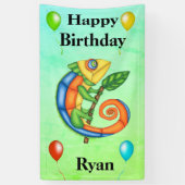 Heldere Kleurrijke Verjaardag Hagedissballonnen Ki Spandoek (Verticaal)