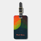 Heldere kleurrijke volleybal donkerblauw bagagelabel (Voorkant verticaal)