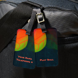 Heldere kleurrijke volleybal donkerblauw bagagelabel