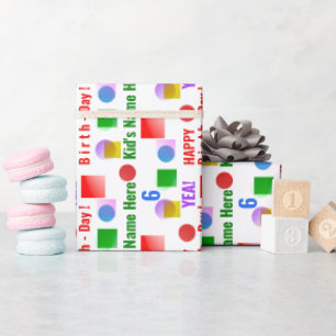 Heldere Kleurrijke Vormen Gepersonaliseerde Kinder Cadeaupapier