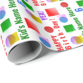 Heldere Kleurrijke Vormen Gepersonaliseerde Kinder Cadeaupapier (Rol Hoek)