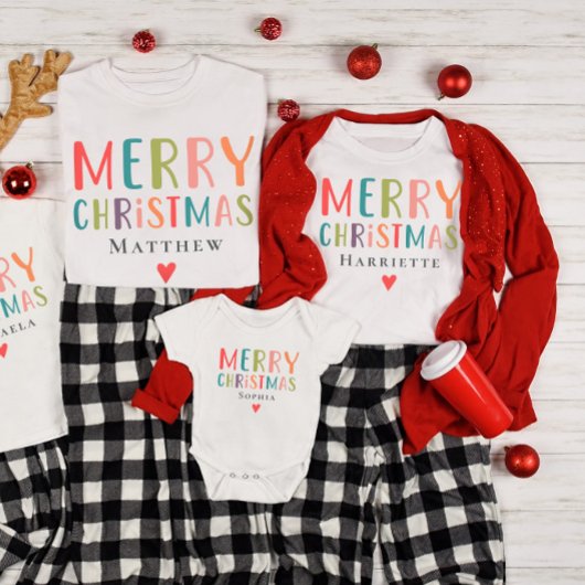 Heldere & kleurrijke vrolijke kerst matching famil romper