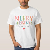 Heldere kleurrijke vrolijke kerst matching familie t-shirt (Voorkant)