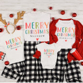Heldere kleurrijke vrolijke kerst matching familie t-shirt