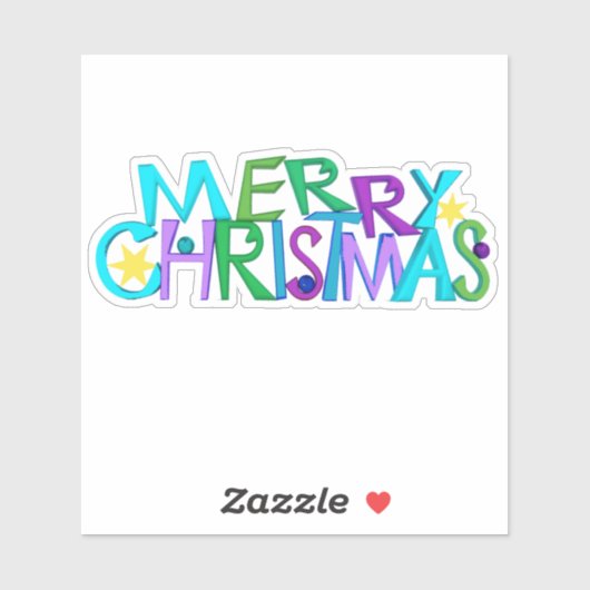Heldere kleurrijke vrolijke kersttekst sterren sticker (Vel)