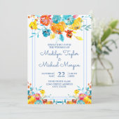 Heldere kleurrijke Waterverf bloemenbruiloft Kaart (Staand voorkant)