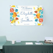 Heldere kleurrijke Waterverf bloemenbruiloft Spandoek (Beurs)