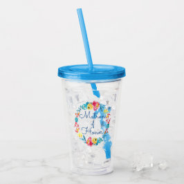 Heldere kleurrijke Waterverf Floral Matron of Hono Acryl Drinkbeker