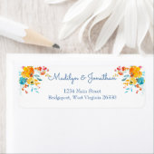 Heldere kleurrijke Waterverf Floral retour adres Etiket (Insitu)