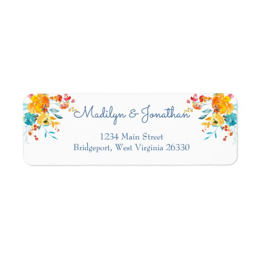 Heldere kleurrijke Waterverf Floral retour adres Etiket (Voorkant)
