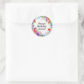 Heldere kleurrijke Waterverf Flower Birthday Ronde Sticker (Tas)