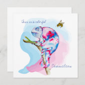 Heldere kleurrijke waterverf kameleon en bij. kaart (Voorkant / Achterkant)