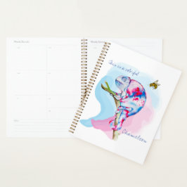 Heldere kleurrijke waterverf kameleon en bij. planner