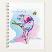 Heldere kleurrijke waterverf kameleon en bij. planner (Voorkant)