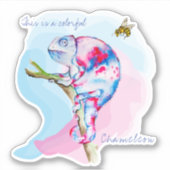 Heldere kleurrijke waterverf kameleon en bij. sticker (Voorkant)