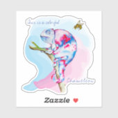 Heldere kleurrijke waterverf kameleon en bij. sticker (Vel)