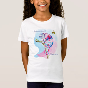 Heldere kleurrijke waterverf kameleon en bij. t-shirt