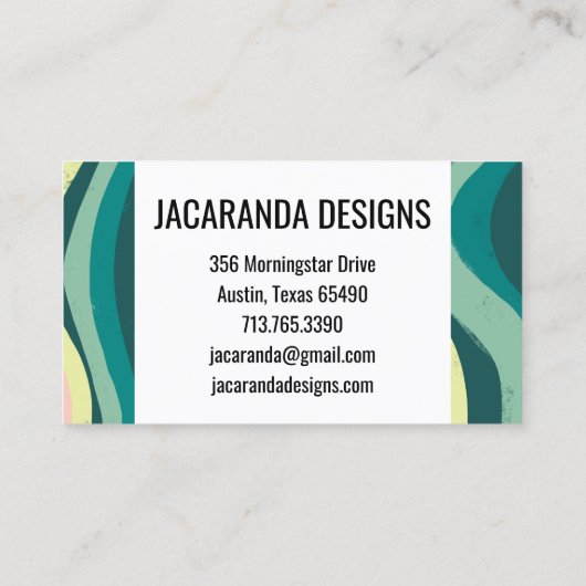 Heldere Kleurrijke Waves Handgemaakte ORDE DANK U Visitekaartje (Achterkant)