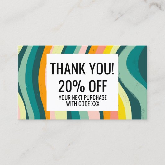 Heldere Kleurrijke Waves Handgemaakte ORDE DANK U Visitekaartje (Voorkant)