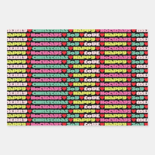 Heldere kleurrijke wensen | Kerstvakantie Inpakpapier Vel (Voorkant 2)